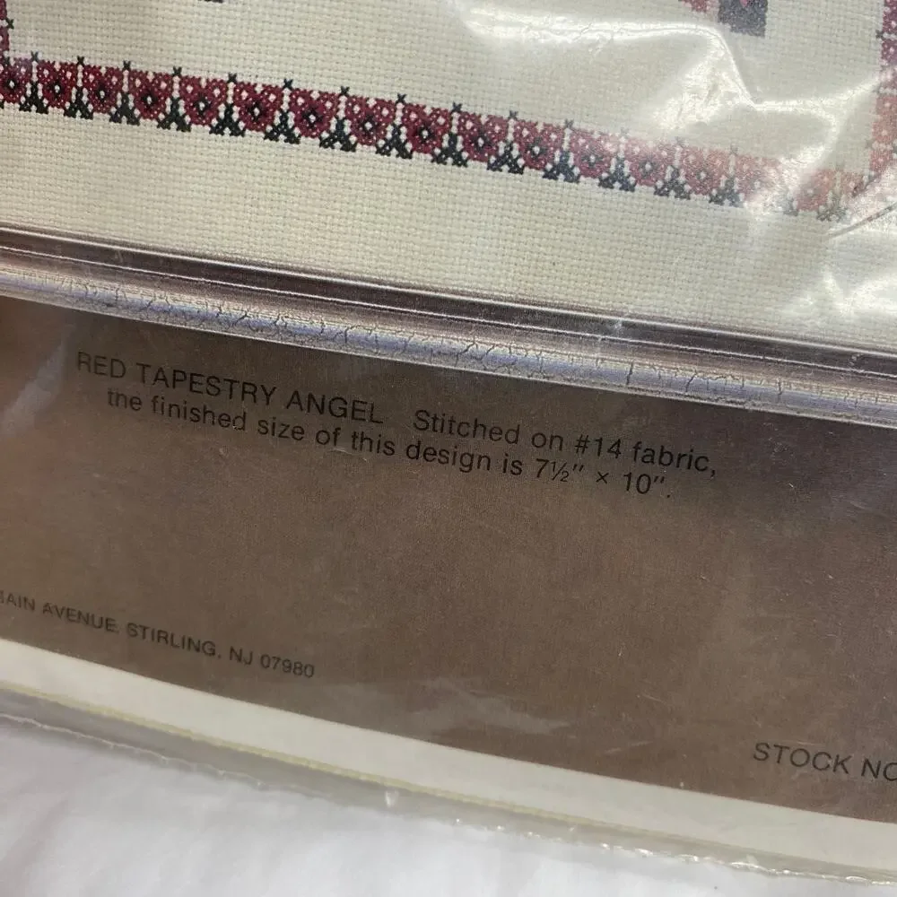 Vintage Astor Place Red Tapestry Angel 7.5x10 Counted Cross Stitch Kit